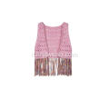 Gilet cardigan con nappe lavorate a mano all'uncinetto da bambina